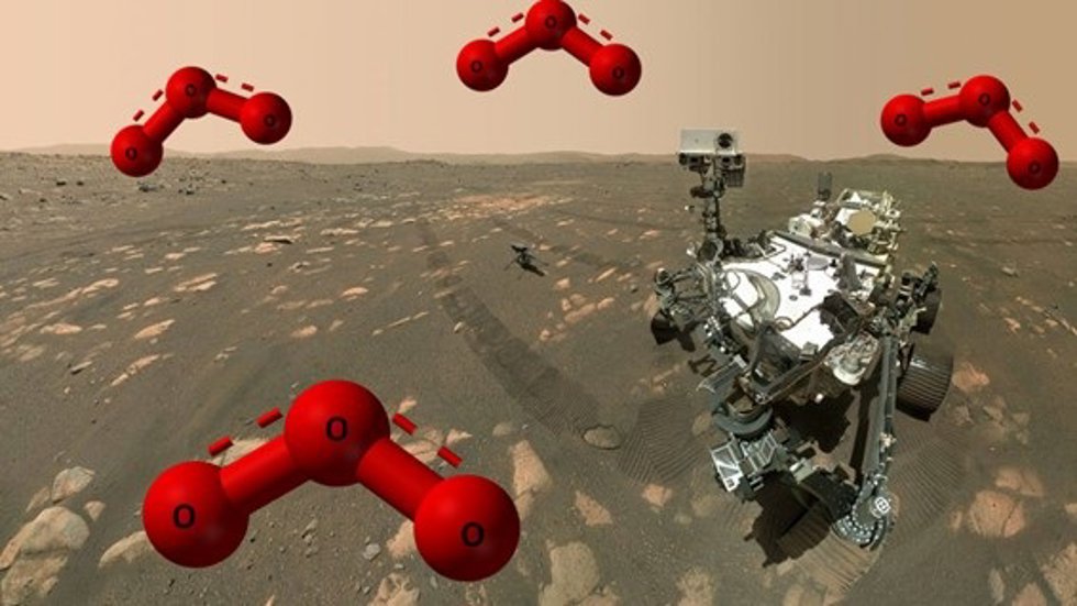 Imagen del róver Perseverance de la NASA en Marte, en la que se han incluido moléculas de ozono.