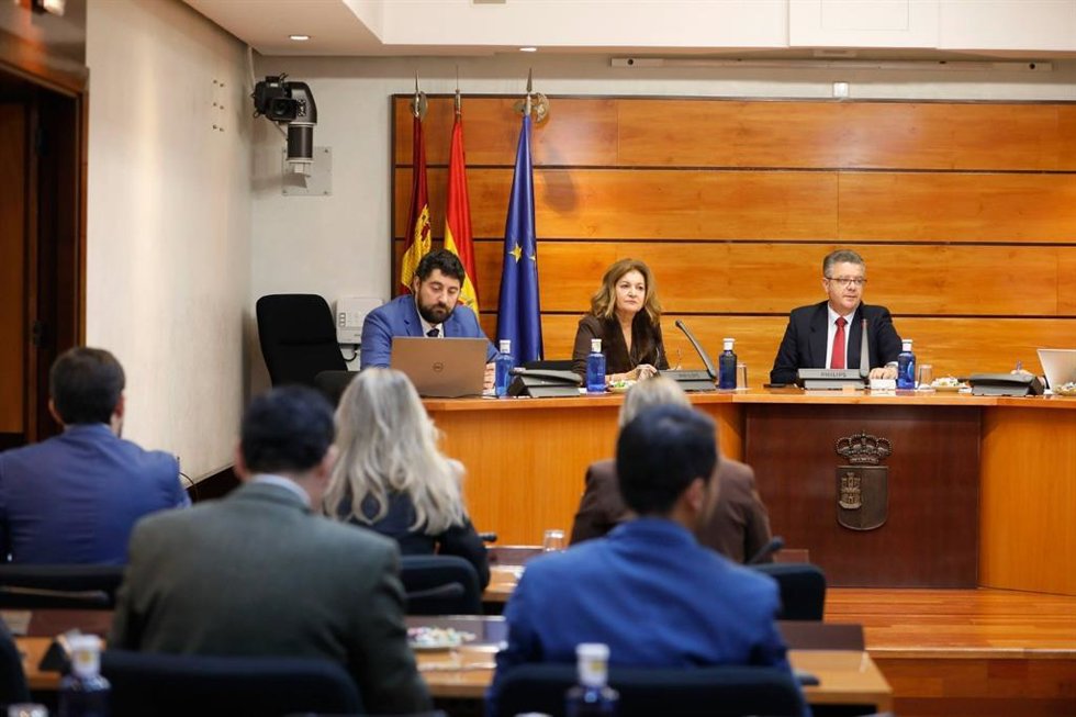 La directora del ente público regional de radiotelevisión de Castilla-La Mancha, Carmen Amores, en la Comisión celebrada en las Cortes.