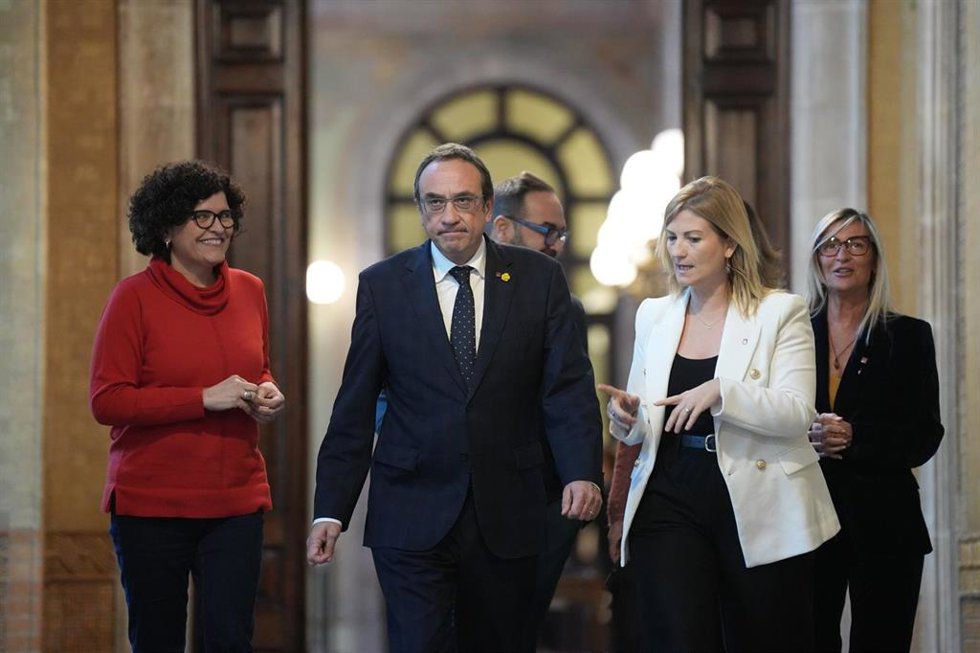 El presidente del Parlament, Josep Rull, antes de la reunión de la Mesa