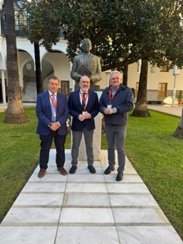 Representantes de la Confederación Comercio Andalucía en el Parlamento con motivo de su comparecencia en la comisión de Economía para analizar el Proyecto de Ley del Presupuesto para 2026.