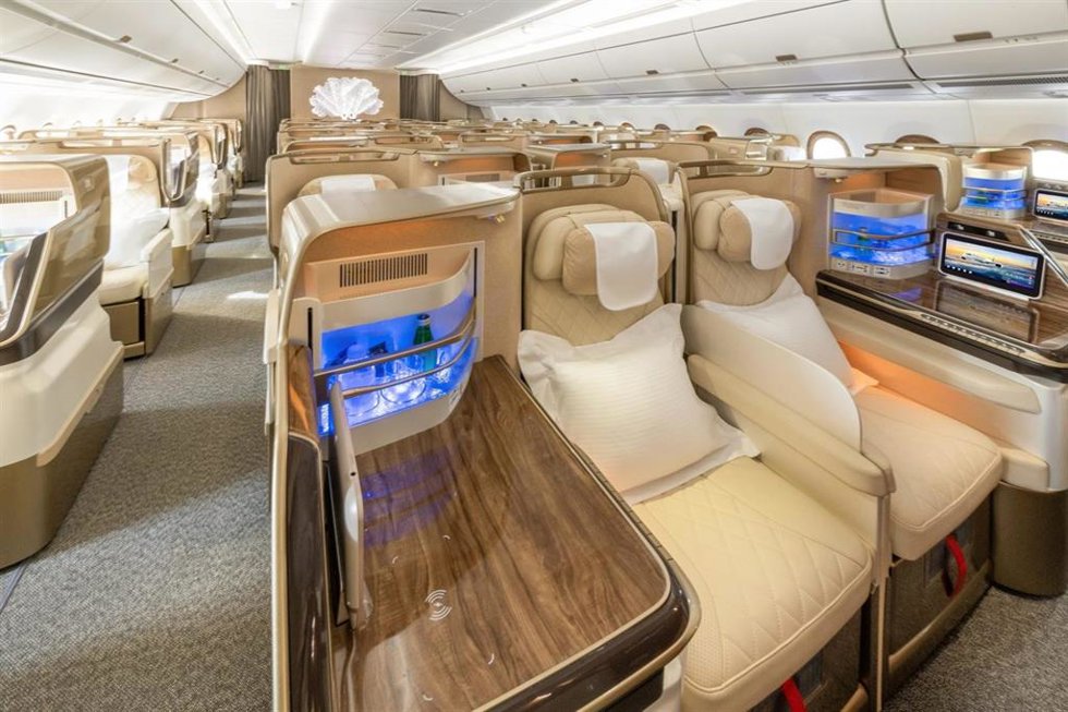 Cabina business de Emirates.