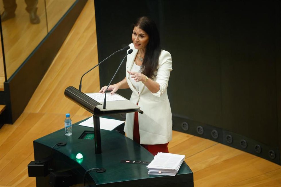 La concejala de Vox, Carla Toscano, durante un pleno extraordinario del Ayuntamiento de Madrid