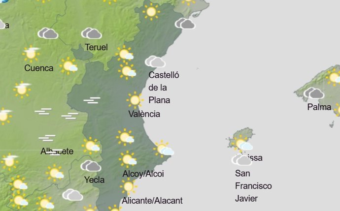 Mapa del temps previst per a este 19 de novembre