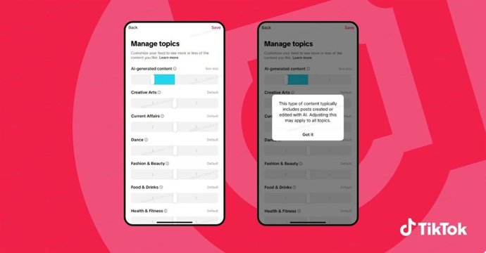 Controle de conteúdo de IA generativa no TikTok
