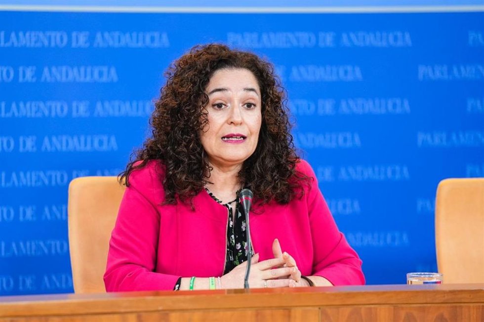 La portavoz del Grupo Parlamentario Por Andalucía, Inma Nieto, este miércoles en rueda de prensa.