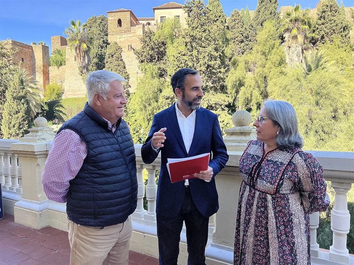 El portavoz municipal del PSOE, Daniel Pérez, junto con ediles socialistas