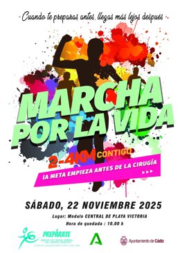 Cartel de la marcha organizada por el Hospital Puerta del Mar.
