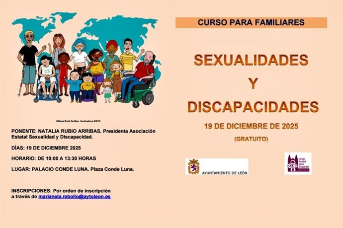 Cartel informativo de uno de los cursos sobre sexualidad y discapacidad organizados por el Ayuntamiento de León.