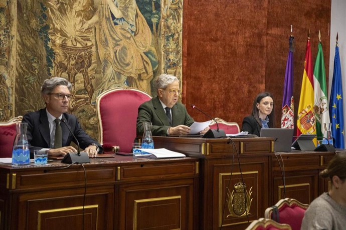 El presidente de la Diputación, Salvador Fuentes (centro), preside el Pleno de noviembre.