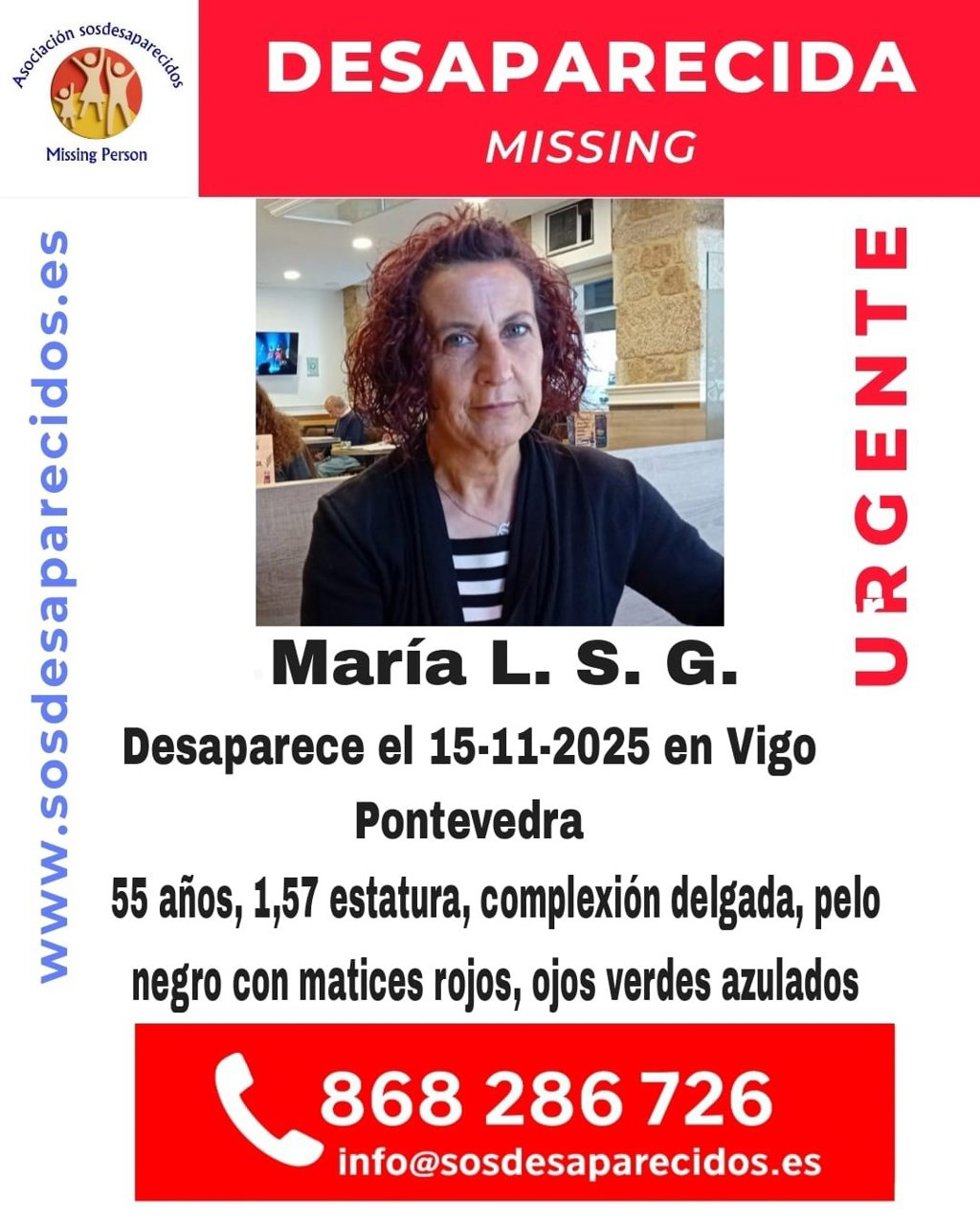 Imagen de la mujer desaparecida en Vigo el sábado, 15 de noviembre de 2025.