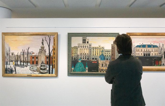 Vista de sala de la exposición “Fernando Delapuente” en el colegio de médicos de Madrid. Fotografía: Paloma Hiranda