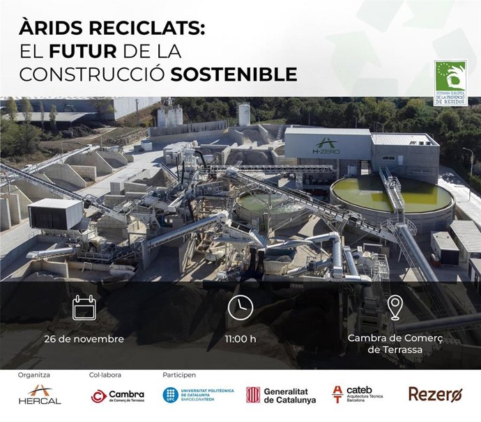 La Cámara de Terrassa (Barcelona) acogerá una jornada sobre el futuro de los áridos reciclados