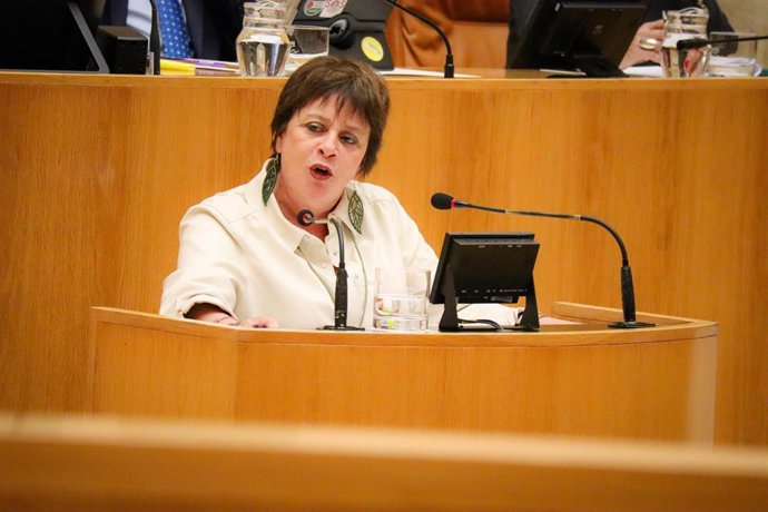 La diputada de IU, Henar Moreno, en el debate de las enmiendas a la totalidad de los presupuestos