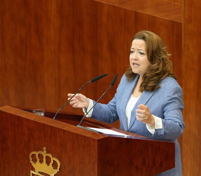 Archivo - La consejera de Sanidad, Fátima Matute, interviene durante un pleno en la Asamblea de Madrid, a 19 de septiembre de 2024, en Madrid (España)