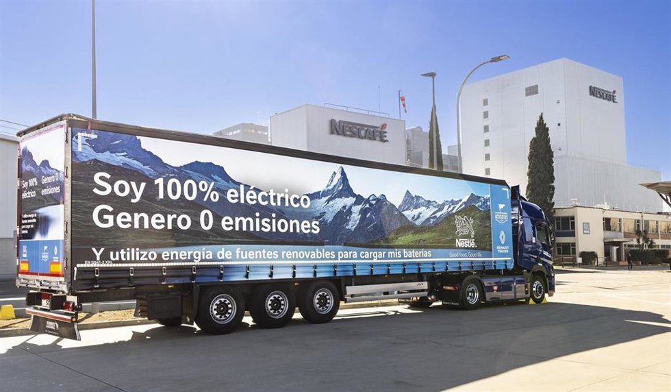 Camión eléctrico de Nestlé España.