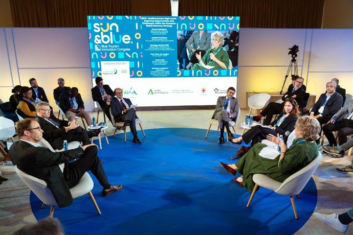 El presidente de la Autoridad Portuaria de la Bahía de Algeciras, Gerardo Landaluce, en la jornada Explorando oportunidades y desafíos en el marco de la Estrategia Global Gateway Europea.