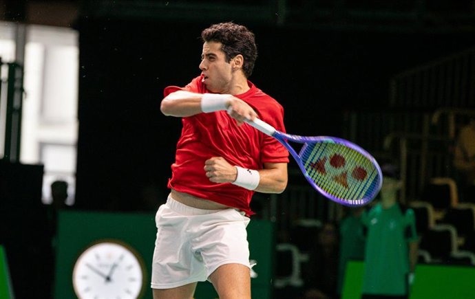 El jugador español Jaume Munar durante el partido de Copa Davis ante Jiri Lehecka.