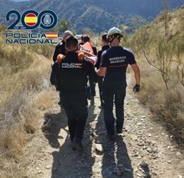 Rescate de un ciclista accidentado en Granada.