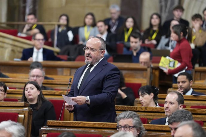 El presidente del PP catalán, Alejandro Fernández, el miércoles en el Parlament