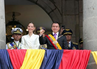 Archivo - El presidente de Ecuador, Daniel Noboa, y su esposa