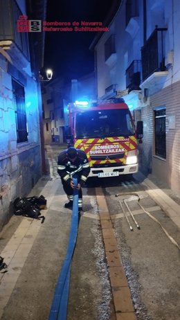 Actuación de los bomberos en Ablitas.