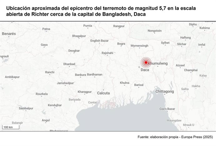 Terremoto de magnitud 5,7 en la escala abierta de Richter cerca de la capital de Bangladesh, Daca