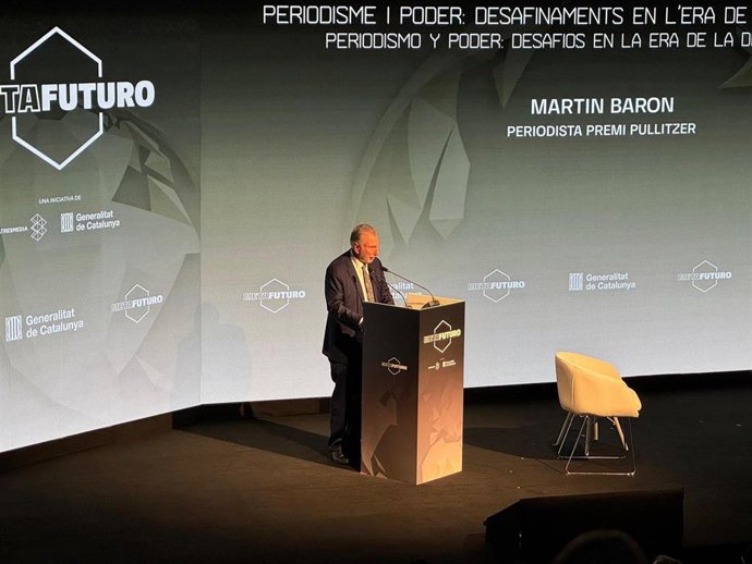 El exdirector de 'The Boston Globe' y 'The Washington Post' y Premio Pullitzer Martin Baron este viernes en el CaixaForum de Barcelona