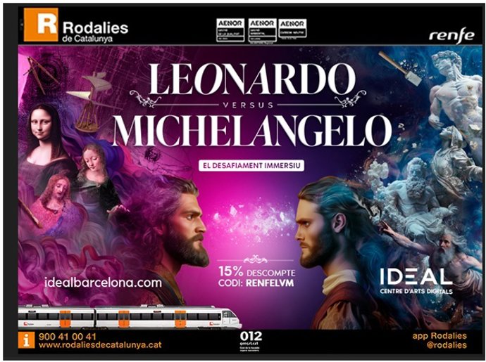 Archivo - Renfe ofrece descuentos del 15% para la experiencia inmersiva 'Leonardo versus Michelangelo'