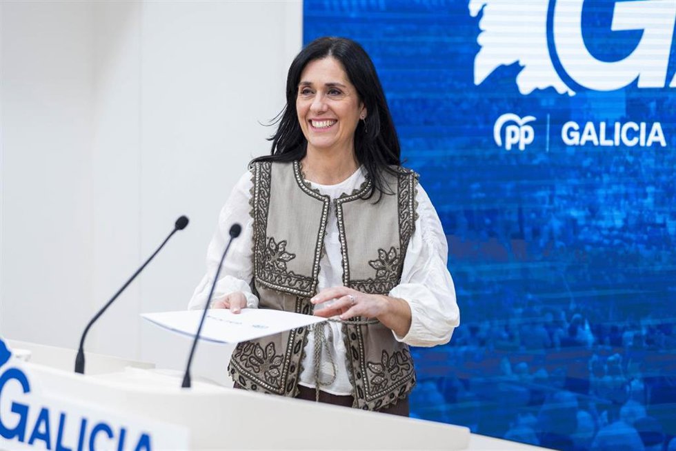 La secretaria general del PPdeG, Paula Prado, en rueda de prensa.