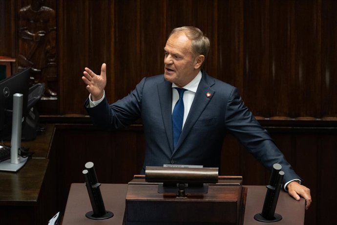 Archivo - June 11, 2025, Warsaw, Poland: Donald Tusk, Poland's prime minister speaks in Parliament ahead of a vote of confidence. During the 36th session of the Polish Sejm, Prime Minister Donald Tusk outlines his government's program in a policy address 