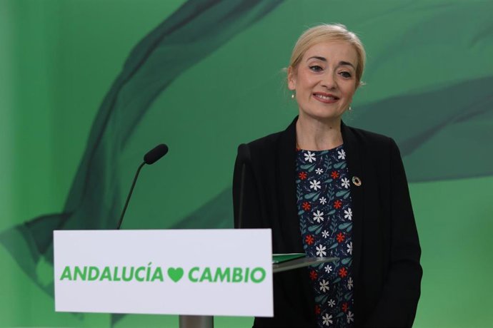 La secretaria de Empleo del PSOE-A, Carmen Castilla, en rueda de prensa en Sevilla.