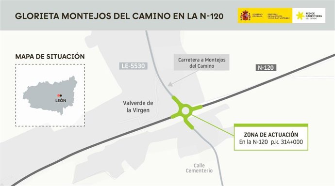 Plano de la glorieta que se realizará en el término municipal de Valverde de la Virgen (León).