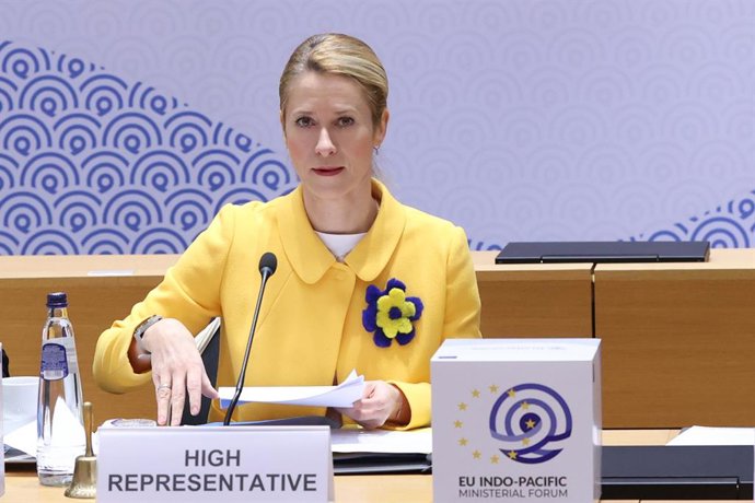 A Alta Representante da União Europeia para Política Externa, Kaja Kallas, discursa no Fórum Ministerial UE-Indo-Pacífico.