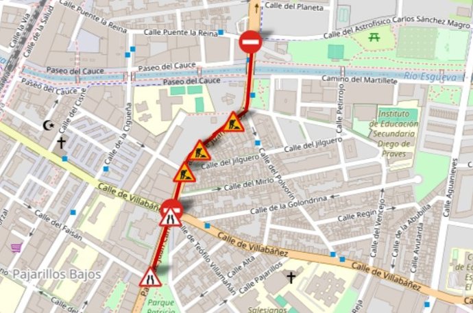 Plano sobre los cortes de tráfico en el paseo de Juan Carlos I, en Valladolid.