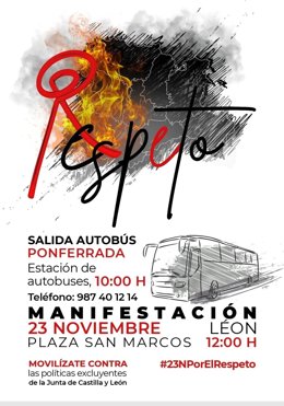 Cartel anunciador de la manifestación que se desarrollará en León capital este domingo bajo el lema 'Respeto'.