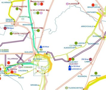 Imagen del documento sometido a información pública en el que se aprecian las principales actuaciones en Córdoba y provincias aledañas.