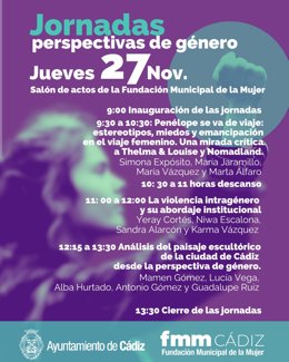 Ayuntamiento de Cádiz organiza jornada de perspectivas de género con expertas en cultura y violencia intragénero.