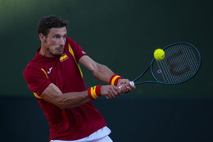 Archivo - Pablo Carreno of Spain in action against Elmer Moller of Denmark during their men’s singles tennis match to 2025 Davis Cup Qualifiers Second Round between Spain and Denmark at Club Tennis Puente Romano on September 14, 2025, in Malaga, Spain.