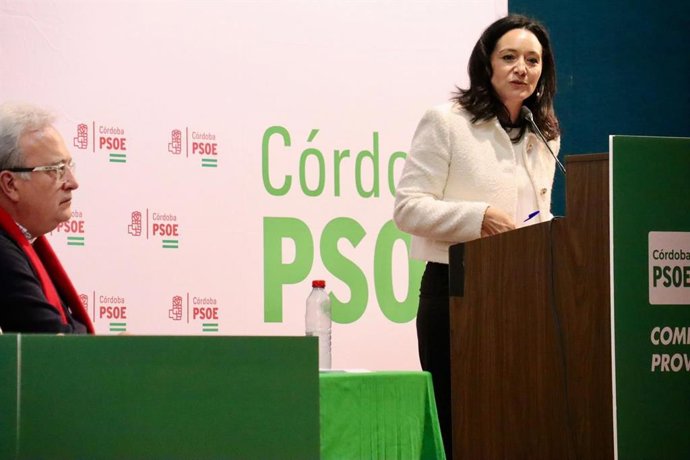 La secretaria general del PSOE de Córdoba, Rafi Crespín,  en el Comité Provincial.