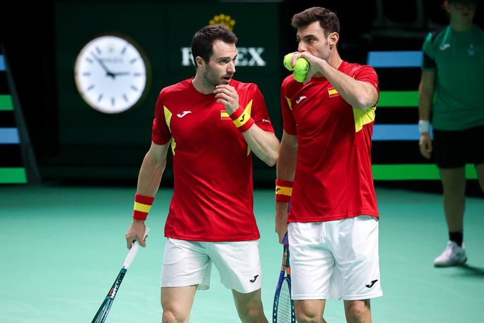 November 20, 2025, Bologna, Italy: Marcel GRANOLLERS (ESP) and Pedro MARTINEZ (ESP)  during  Davis Cup - Final Eight, International Tennis match in Bologna, Italy, November 20 2025