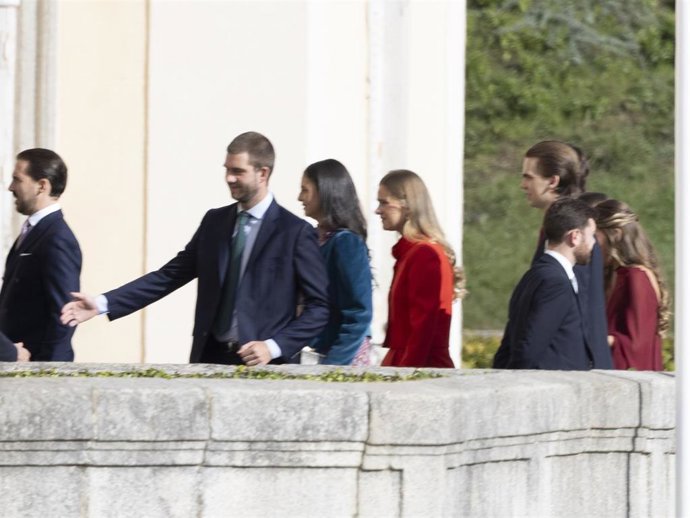 Juan Urdangarin, Victoria Federica, Irene Urdangarin y Miguel Urdangarin a su llegada al Palacio El Pardo, a 22 de noviembre de 2025, en Madrid (España).