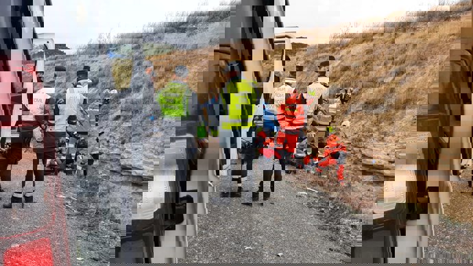 Un fallecido tras sufrir un accidente de tráfico por la salida de vía de su turismo en AP-68, en San Asensio (La Rioja)