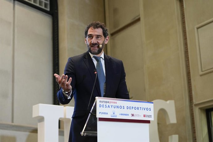 Jorge Garbajosa during the Desayunos Deportivos Europa Press with Jorge Garbajosa, President of FIBA Europe, at Camilo Jose Cela University on November 24, 2025, in Madrid, Spain.