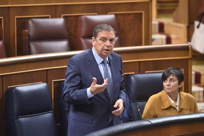El ministro de Agricultura, Pesca y Alimentación, Luis Planas, durante una sesión de control al Gobierno, en el Congreso de los Diputados, a 12 de noviembre de 2025, en Madrid (España). 