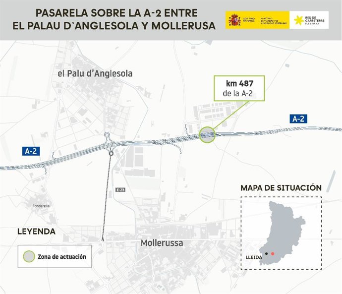 Plànol de la passarel·la per als vianants sobre l'A-2 a Lleida