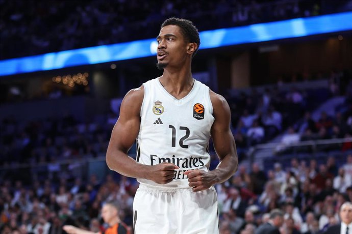 Theo Maledon durante un partido del Real Madrid