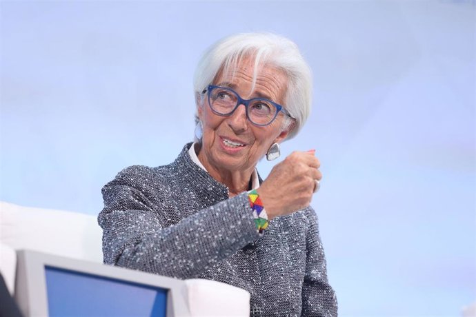 Archivo - 16 October 2025, US, Washington: European Central BankPresident Christine Lagarde speaks during the "Debate on the Global Economy: Shaping Economic Policies Amid a Shifting Global Landscape" at the annual meeting of the International Monetary Fu