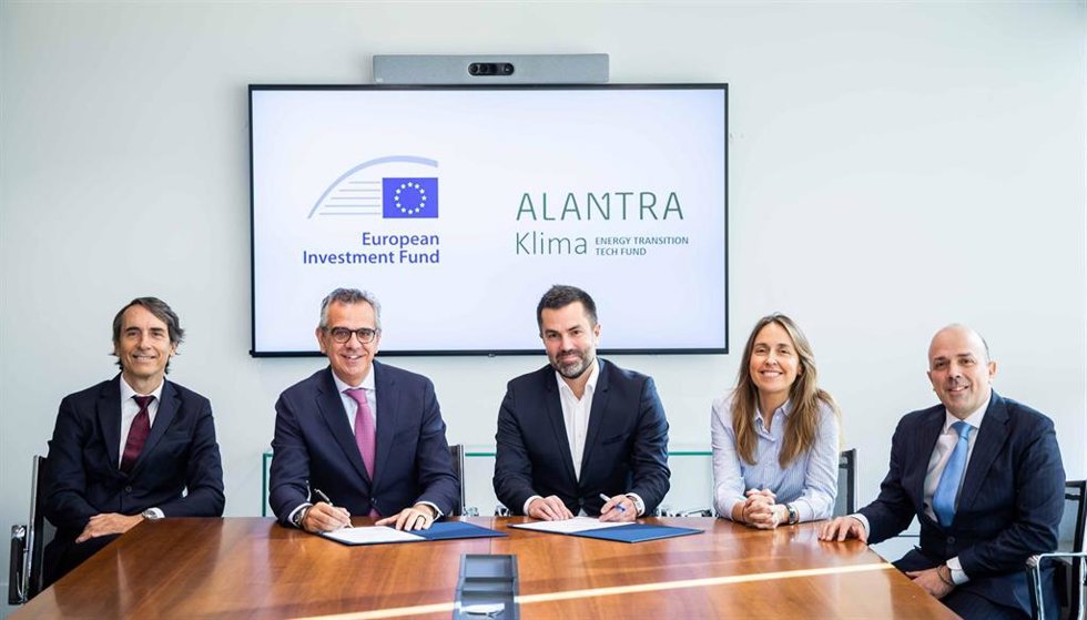 Jacobo Llanza, Executive Chairman de Alantra; Marco Marrone, director de inversiones delFEI; Bastien Gambini, Managing Partner de Klima; Patricia Pascual-Ramsay, CEO de Alantra Asset Managem; y David González, representante delFEI para Iberia
