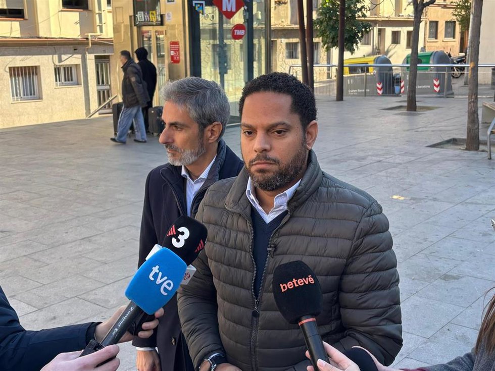 Garriga en declaraciones a los medios en Barcelona este martes