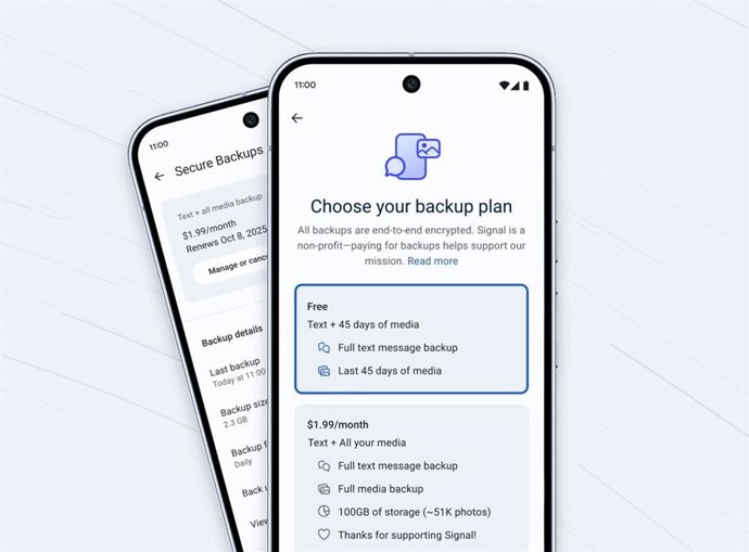 Función de copias de seguridad con encriptación de extremo a extremo en Signal.